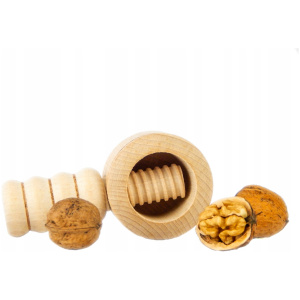 Drewniany dziadek do orzechów beczka z rączką