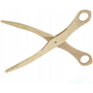 Nożyce szczypce chwytak drewniany do grilla 28 cm