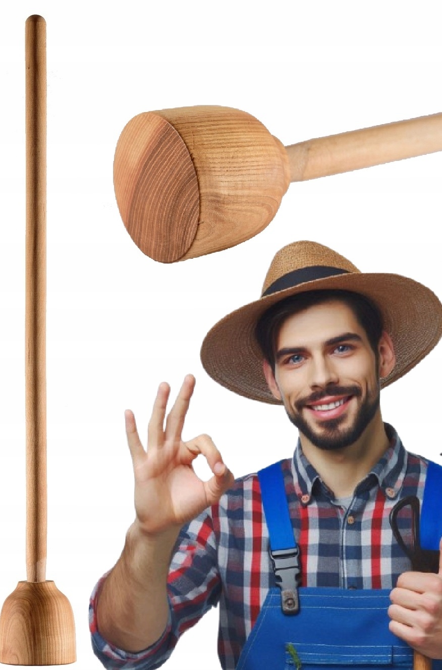 Duży XXL tłuczek ubijak do kapusty drewniany