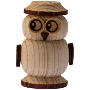 Solniczka drewniana w kształcie sowy