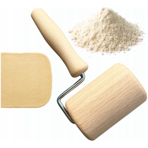 Wałek drewniany do blachy, formy, pizzy i ciasta z wygodną rączką – praktyczny wałeczek do kuchni