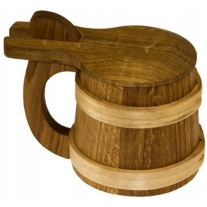 Kufel dębowy z deklem drewniany DĄB 0,5L