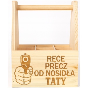 Prezent dla taty na dzień ojca nosidło na piwo skrzynka drewniana tata